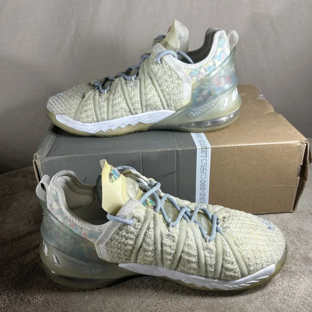 Nike LeBron 18 XVIII NRG GS Blue Tint White Basketball Shoes 6Y CT4677-400